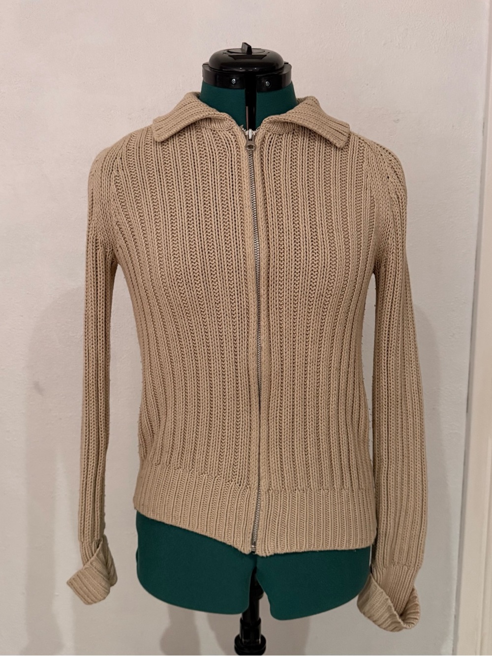 Vintage GAP Beige Cable Knit Zip Cardigan